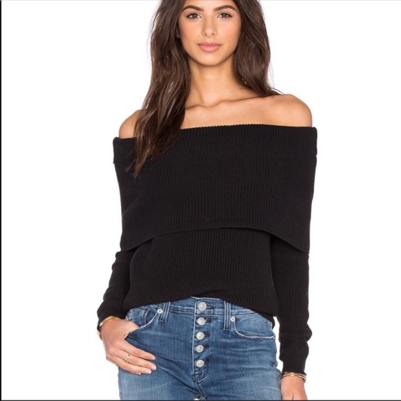 Lovers + Friends Black Off the shoulder Sweater - Picture 1 of 3